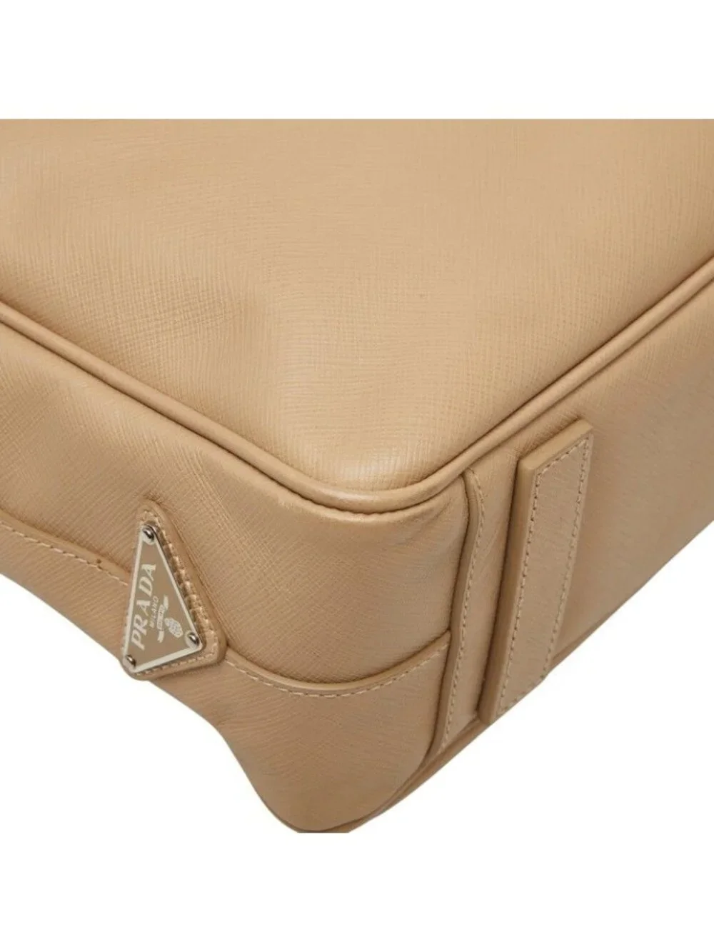 Prada Handbag Briefcase Business Beige Saffiano Leather